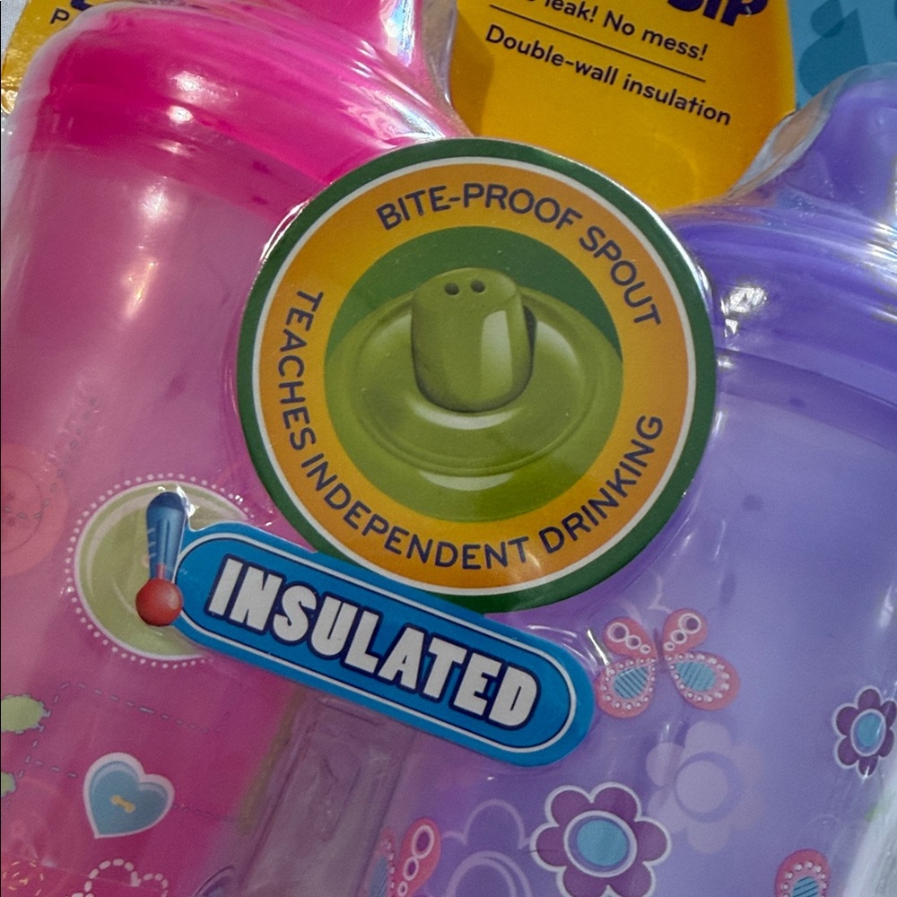 Nuby Easy Sip Insulated Kids Cups - Pink and Purple - Picture 2 of 4